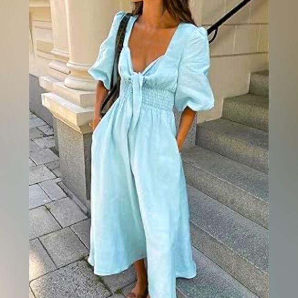 NWT LUXURY RESORT linen cotton COMMENSE DRESS XS - Picture 2 of 11